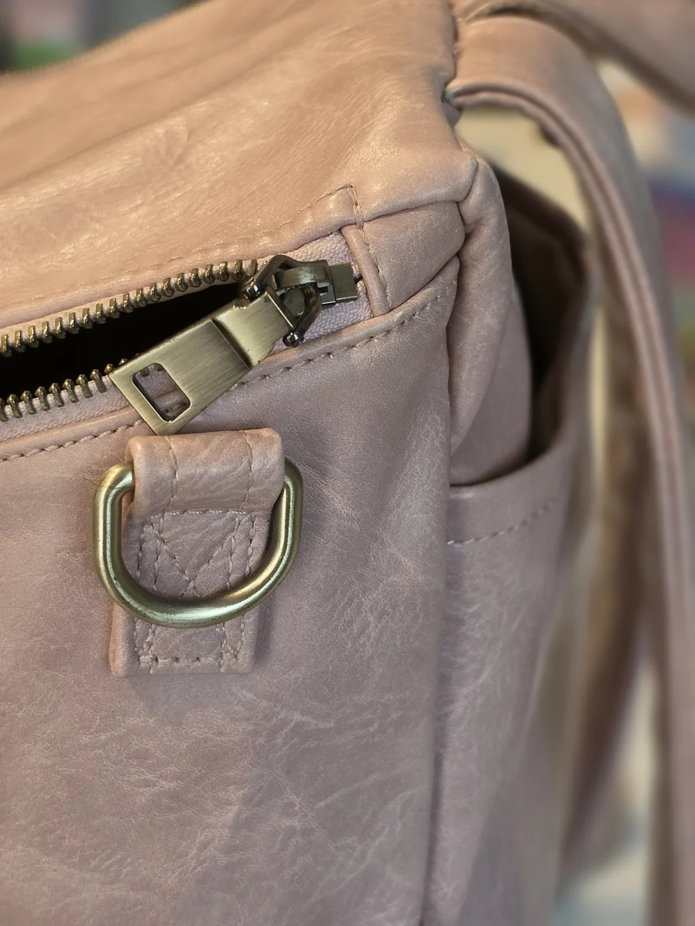 Blush Pink Vegan Leather Diaper Bag Backpack | Large Multi-Pocket Travel Bag